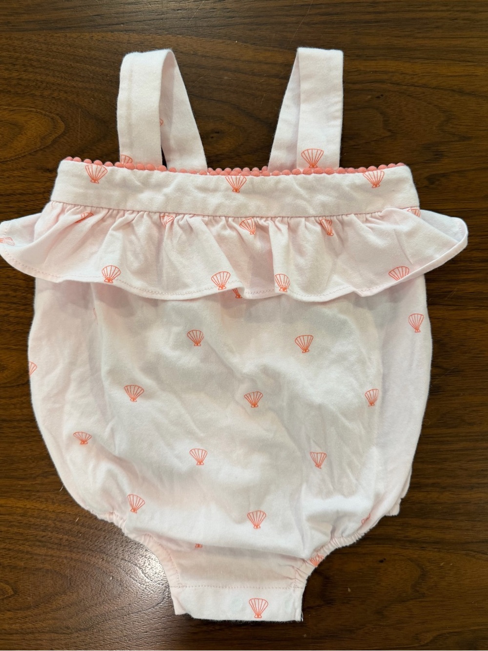 Gap Pink Shell-Print Baby Romper Size 6-12 months